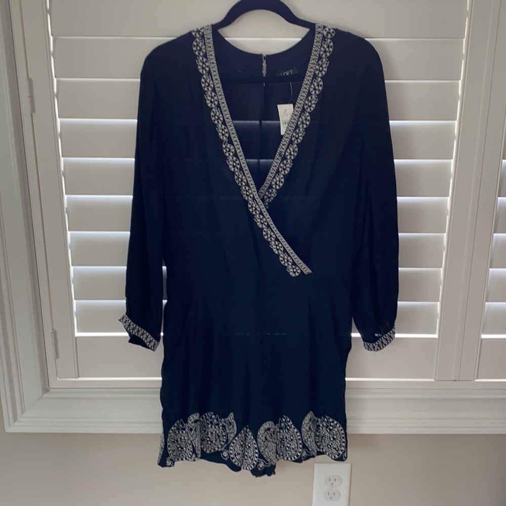 Loft Black Embroidered Romper- NEW